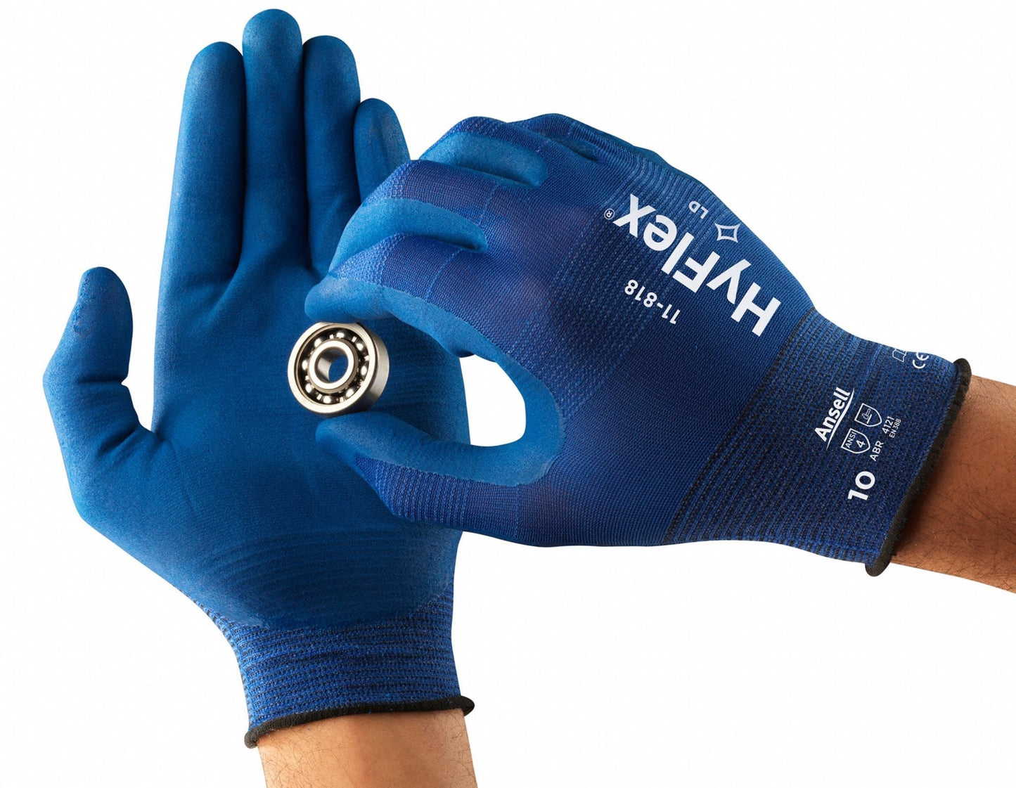 HYFLEX Foam Nitrile Coated Gloves, S, ANSI Level 4, Blue