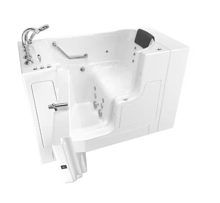 American Standard Gelcoat Premium 52 in. Left-Hand Walk-In Whirlpool and Air Bathtub in White