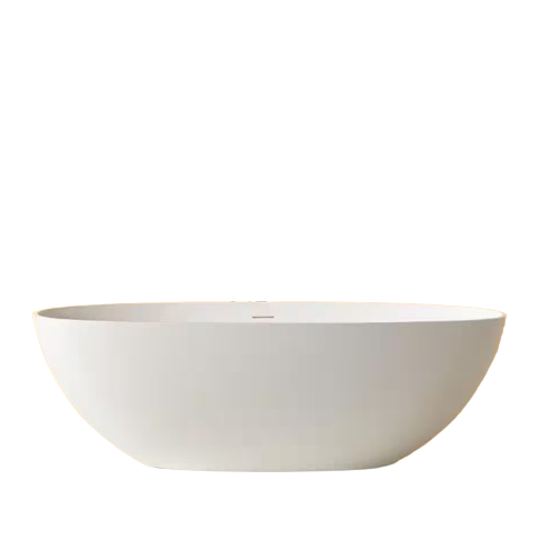65 in. x 29.5 in. Freestanding Soaking Solid Surface Bathtub with Center Drain in Matte White