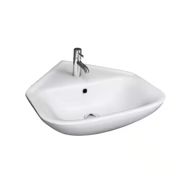 Barclay Products Eden 450 Wall-Mount Sink in White with 1 Faucet Hole