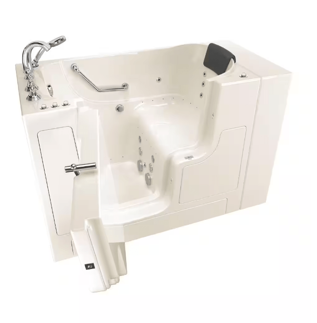 American Standard Gelcoat Premium 52 in. Left-Hand Walk-In Whirlpool and Air Bathtub in Linen