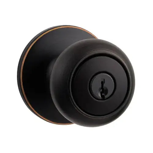 Kwikset Cove Venetian Bronze Entry Knob, ANSI/BHMA Grade 3, 1-3/4 in Max Door Thickness