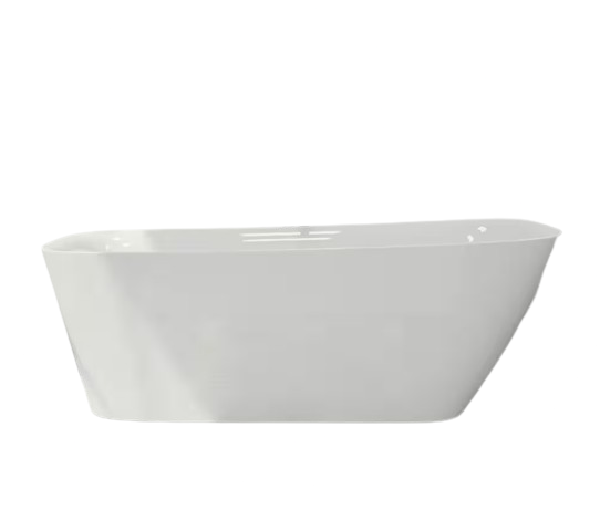 63 in. x 28 in. Acrylic Flatbottom Soaking Freestanding Bathtub with Polished Chrome Drain in White
