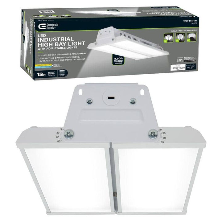 Commercial Electric 15 in. 19000 Lumens 138-Watts Adjustable Beam Multiple CCT & Lumens Integrated LED High Bay Light 120-277V Dimmable