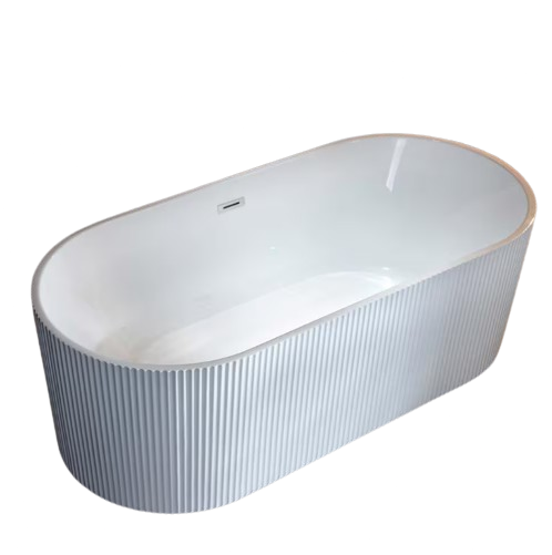Gee 67 in. x 31.5 in. Acrylic Flat Bottom Soaking Bathtub with Center Drain and Overflow in White with Polished Chrome