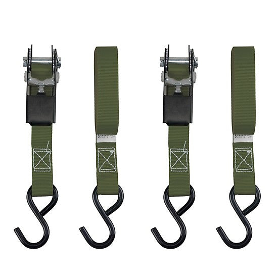 Keeper 1 in. x 15 ft. Ratchet Tie-Down Straps, 500 lb Working Load, Padded Handle, 2-Pack