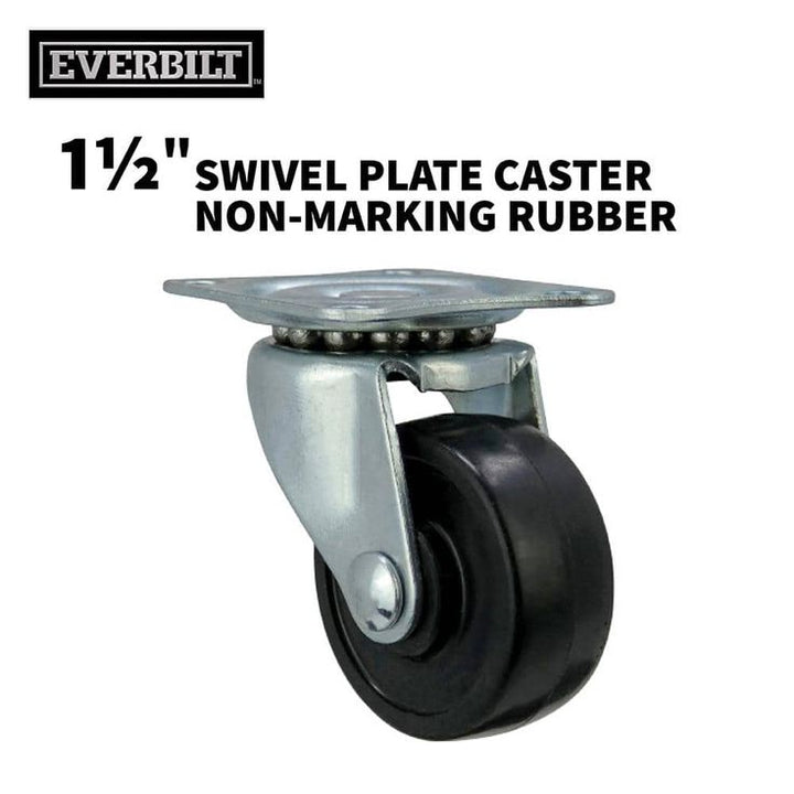 1-1/2 in. Soft Rubber Swivel Plate Caster with 40 lb. Load Rating