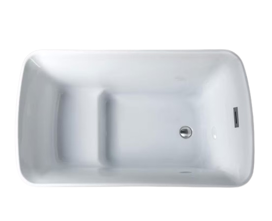 Cube 48 in. x 27.5 in. Acrylic Flat Bottom Soaking Bathtub with Reversible Drain in White with Polished Chrome