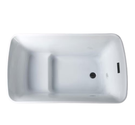 Lakewood 48 in. x 27.5 in. Acrylic Flat Bottom Soaking Bathtub with Reversible Drain in White with Matte Black