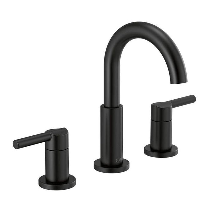 Nicoli J-Spout 8 in. Widespread 2-Handle Bathroom Faucet in Matte Black