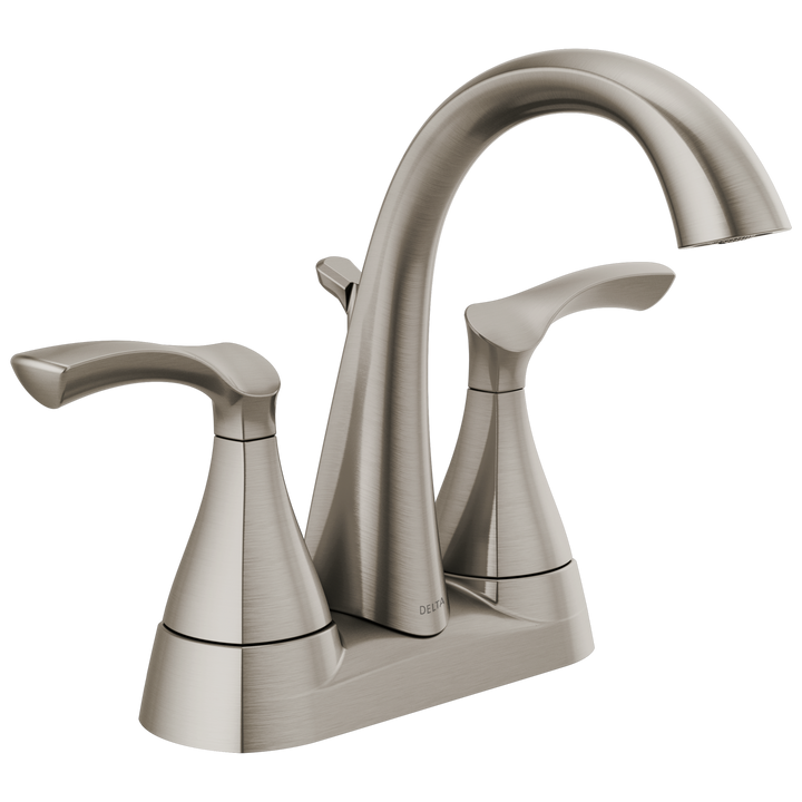 Delta Sandover SpotShield Brushed Nickel 2-Handle 4-in Centerset WaterSense Bathroom Sink Faucet with Drain