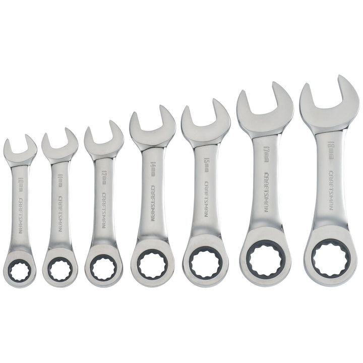 Craftsman Metric Stubby Ratcheting Combination Wrench Set, 7 pc