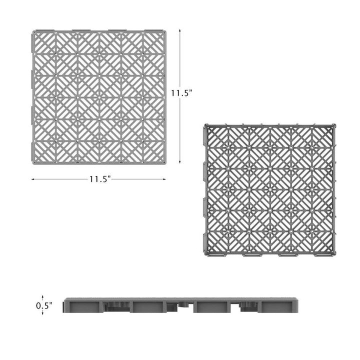 Pure Garden 11.5 in. x 11.5 in. Grey Outdoor Interlocking Diamond Pattern Polypropylene Patio and Deck Tiles (Set of 30)