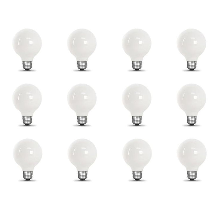 Feit Electric 40-Watt Equivalent G25 Dimmable Filament ENERGY STAR White Glass LED Light Bulb, Daylight (12-Pack)