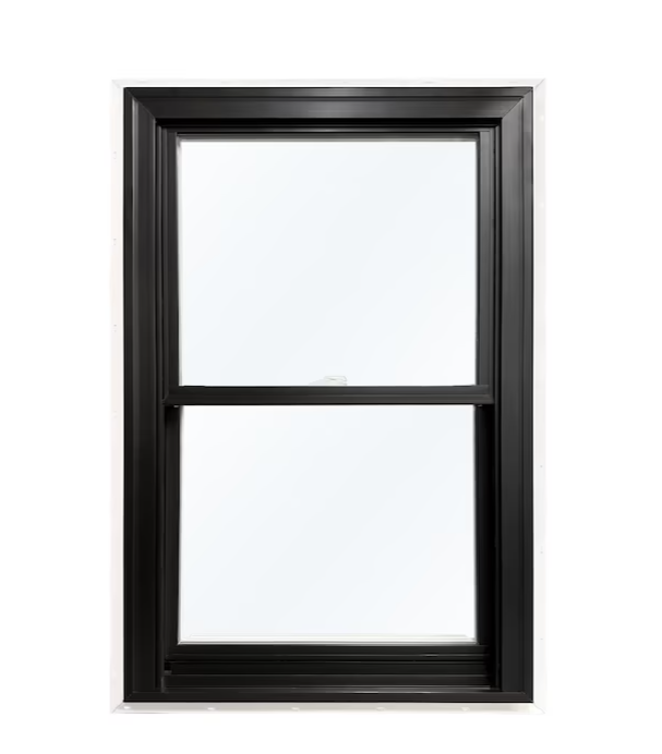 United Window & Door PRO Series New Construction 35-1/2-in x 59-1/2-in x 3-3/16-in Jamb Black Vinyl Low-e Argon Double Hung Window Full Screen Included