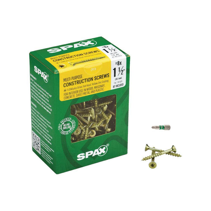 #8 x 1-1/2 in. T-Star Plus Drive Flat-Head Partial Thread Yellow Zinc Coated Multi-Material Screw (197 per Box)