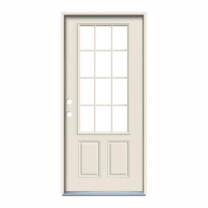 32 in. x 80 in. 12 Lite Primed Steel Prehung Right-Hand Inswing Back Door - Super Arbor