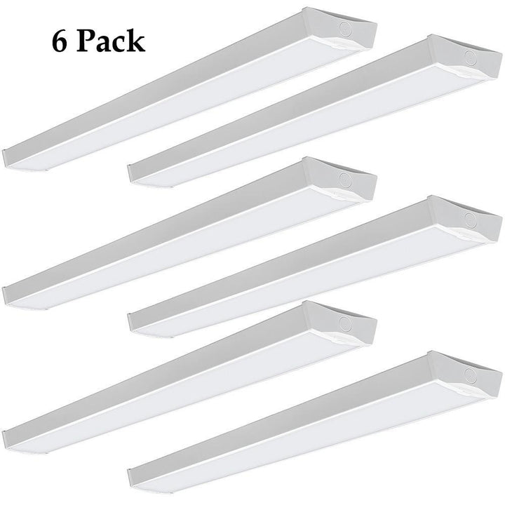 4 ft. 3600 Lumens Integrated LED White Wraparound Ceiling Light Flush Mount Multi-Volt Bright White 4000K (6-Pack) - Super Arbor