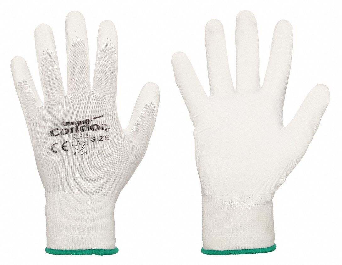 CONDOR Polyurethane Coated Gloves - 2XL, Smooth, Palm Dipped, ANSI Abrasion Level 3