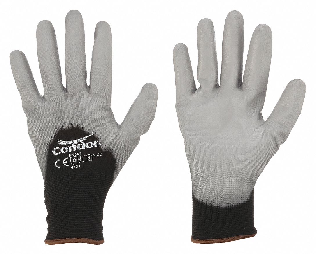 CONDOR 2XL Black Polyurethane Dipped Safety Gloves - ANSI Level 3