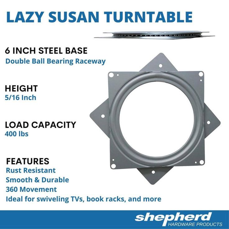 Everbilt 6 in. Silver Square Lazy Susan Turntable with 400 lbs. Load Rating (6-Pack)