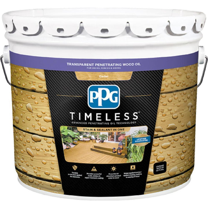 PPG TIMELESS 3 gal. TPO-2 Cedar Transparent Penetrating Wood Oil Exterior Stain Low VOC - Super Arbor