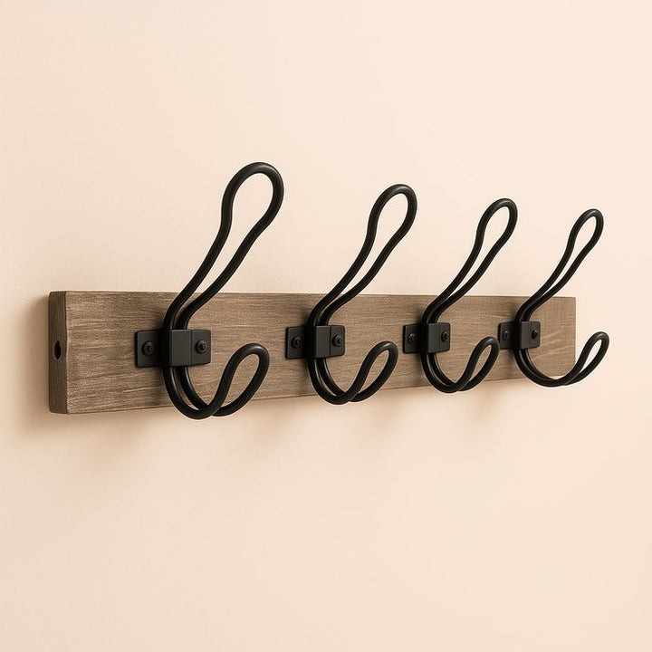 Home Decorators Collection 18 in. Graywash and Matte Black Rustic Wire Hook Rack