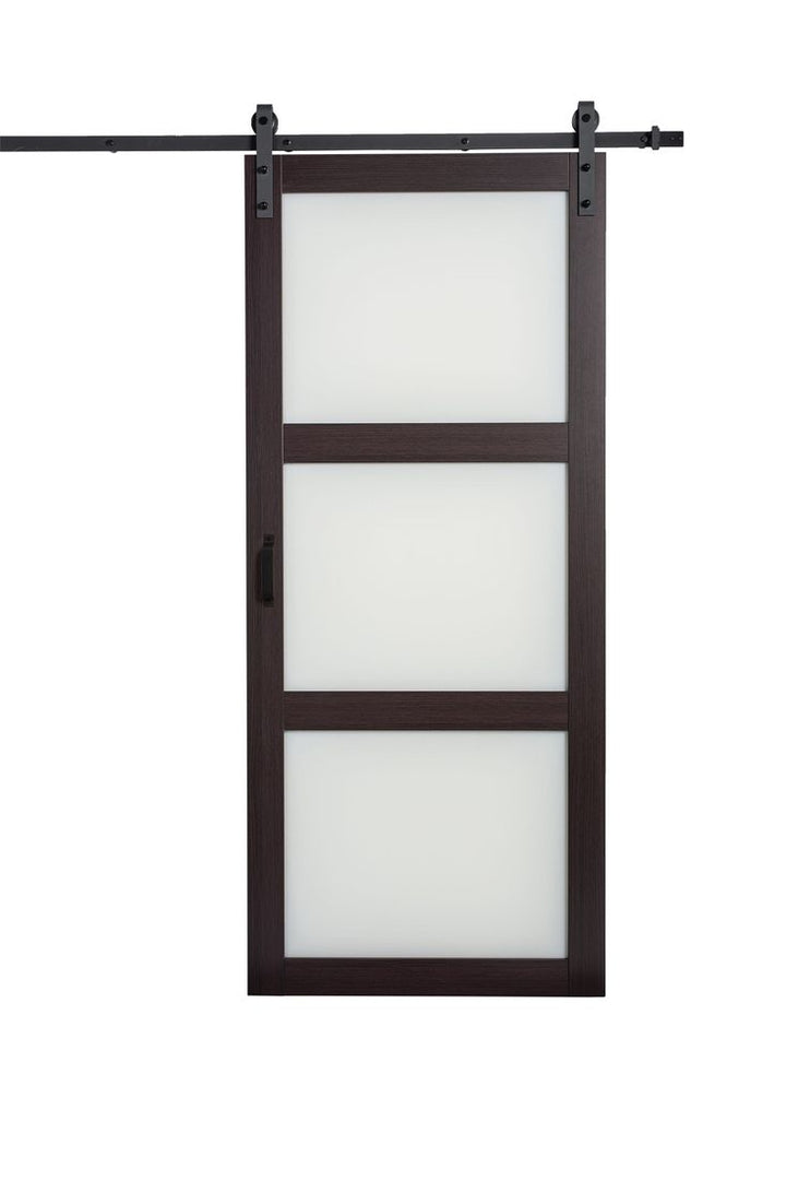 RELIABILT 36-in x 84-in Espresso Frosted Glass Mdf Single Barn Door (Hardware Included)