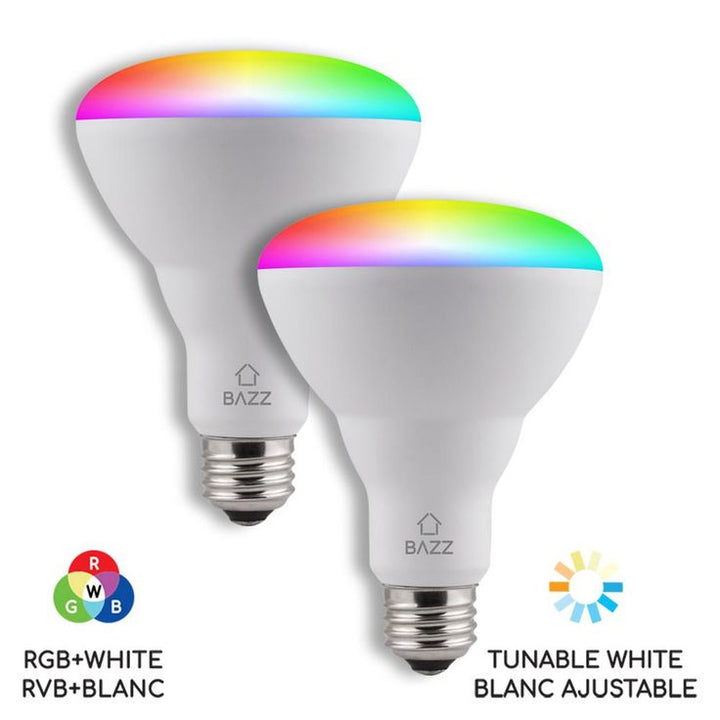 BAZZ SMART HOME 65-Watt Equivalent BR30 Dimmable Tunable RGB Smart Wi-Fi LED Light Bulb (2-Pack)