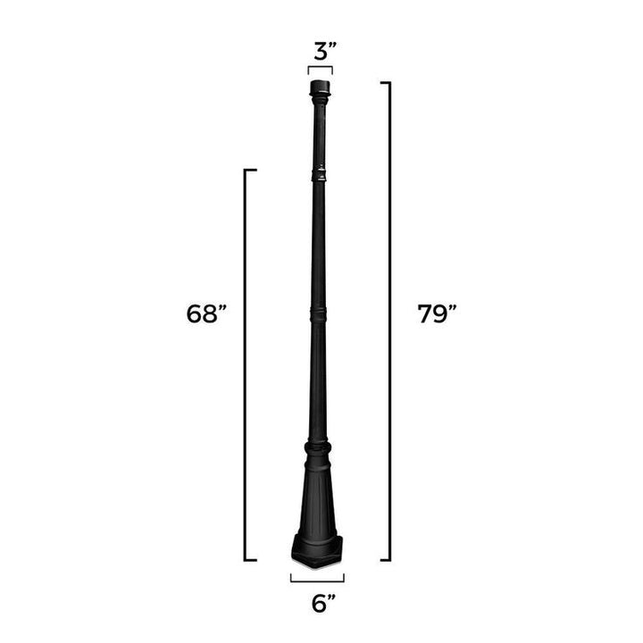 Decorative Cast Aluminum 79 in. Tall 3 in. Fitter Outdoor Black Post Light Pole