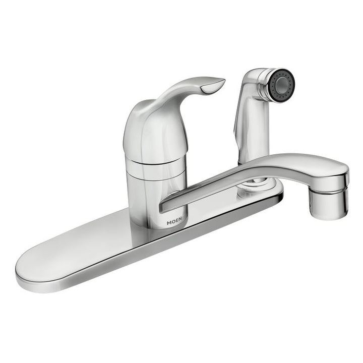 Adler Single-Handle Low Arc Standard Kitchen Faucet with Side Sprayer in Chrome