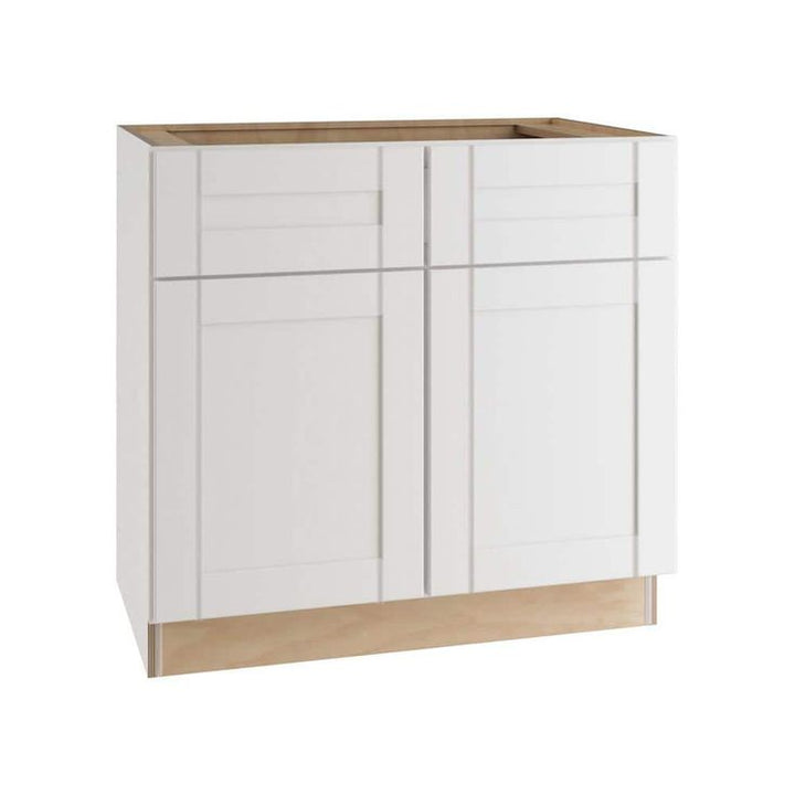 Home Decorators Collection Washington Vesper White Plywood Shaker Assembled Vanity Sink Base Kitchen Cabinet Sft Cls 36 in W x 24 in D x 34.5 in H