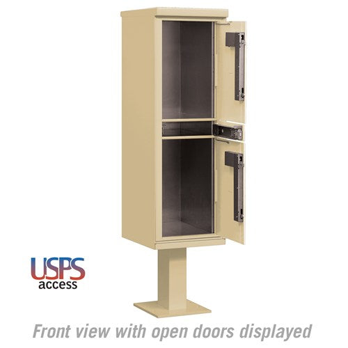 Outdoor Parcel Locker with 2 Compartments in Sandstone for USPS Access
