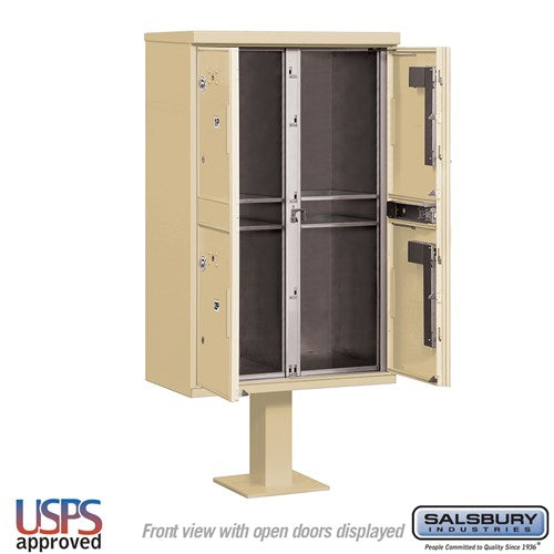 Outdoor Parcel Locker with 4 Compartments in Sandstone - USPS Approved