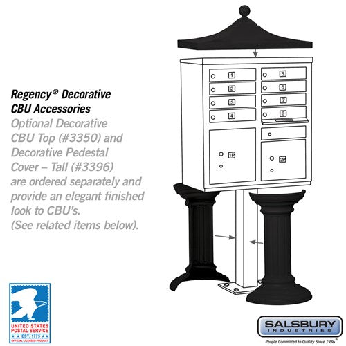 Cluster Box Unit with 8 Doors and 2 Parcel Lockers in Black with USPS Access