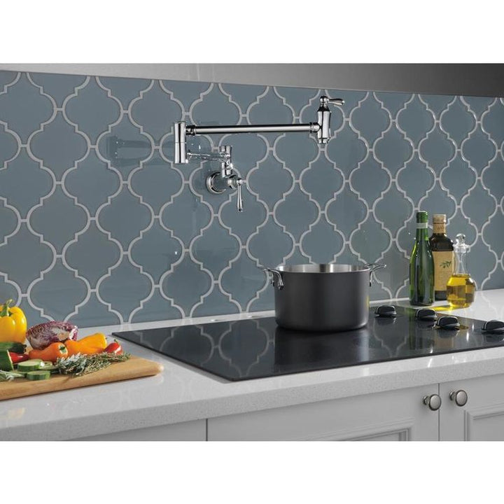 Delta Polished Nickel 2-Handle Wall-Mount Pot Filler Handle Kitchen Faucet
