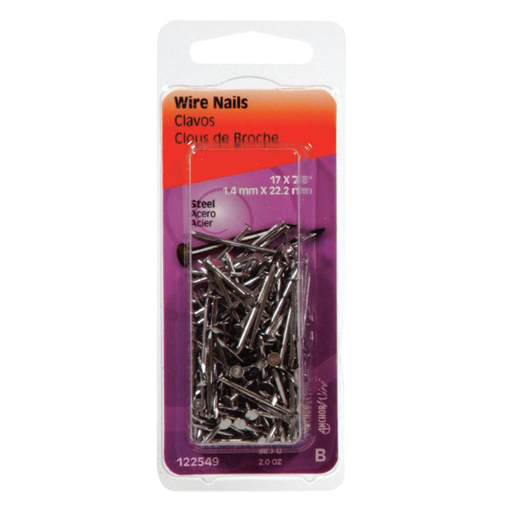 Hillman 17 Ga x 7/8 in Bright Steel Wire Nails, 2 oz Pack