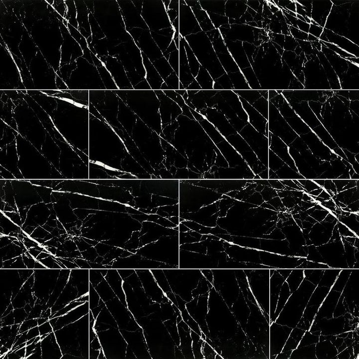 Aashini Black 16 in. x 32 in. Polished Porcelain Floor and Wall Tile (14.20 sq. ft./Case)
