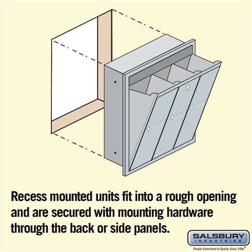 Vertical Mailbox with 3 Doors - Aluminum - Recessed Mounted - USPS Access