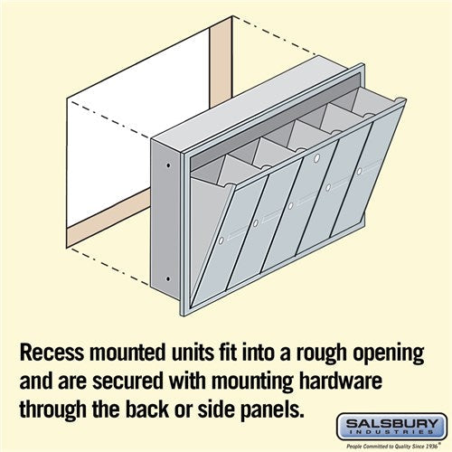 5-Door Aluminum Vertical Mailbox with Private Access and Recessed Mounting