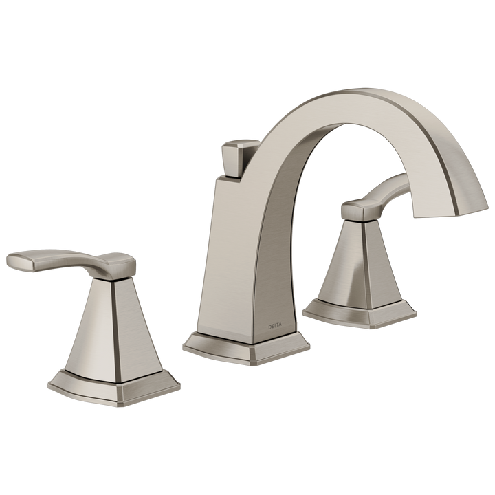 Delta Flynn Brushed Nickel 2-Handle Widespread WaterSense Bathroom Sink Faucet with Drain