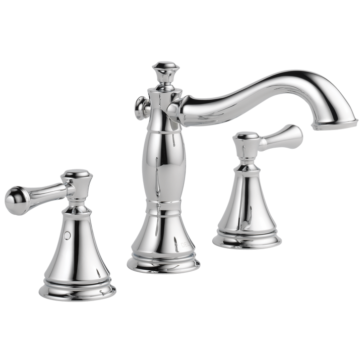 Delta Cassidy Chrome 2‑Handle Widespread WaterSense Bathroom Sink Faucet with Drain