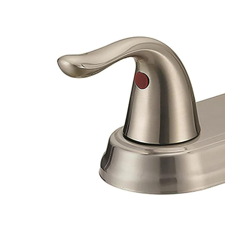 EZ-FLO Impressions Brushed Nickel 2-Handle Deck-Mount High-Arc Handle Kitchen Faucet (Deck Plate Included)