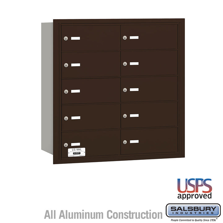 Bronze Rear Loading Mailbox with 10 B Doors - USPS Approved