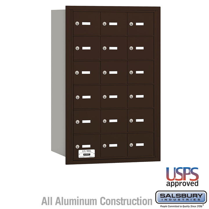 Bronze Rear-Loading Mailbox with 18 Secure Doors for USPS Access
