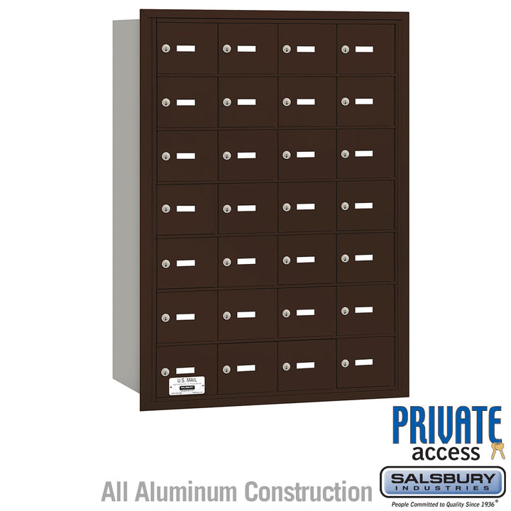 4B+ Horizontal Mailbox with 28 A Doors - Bronze - Rear Loading - Private Access