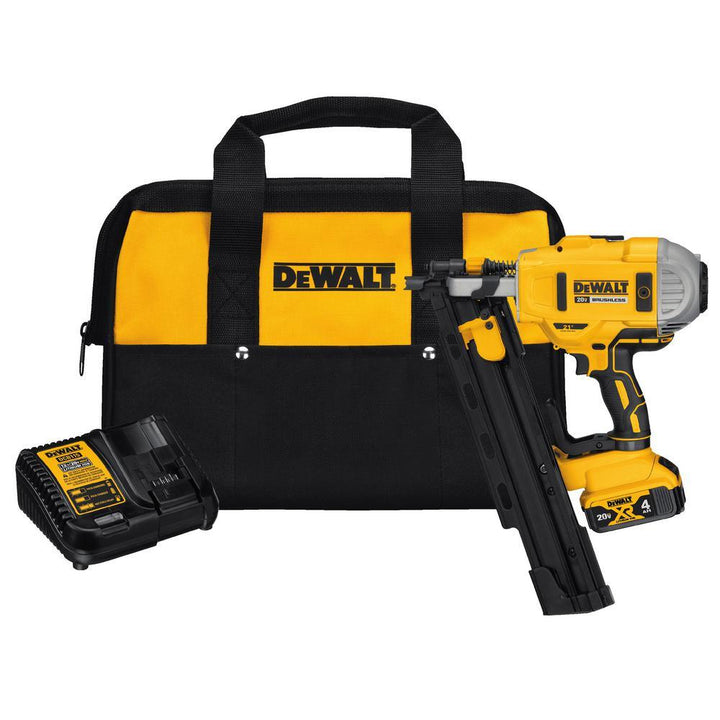 20-Volt MAX XR Lithium-Ion Cordless Brushless 2-Speed 21° Plastic Collated Framing Nailer with 4Ah Battery and Charger - Super Arbor
