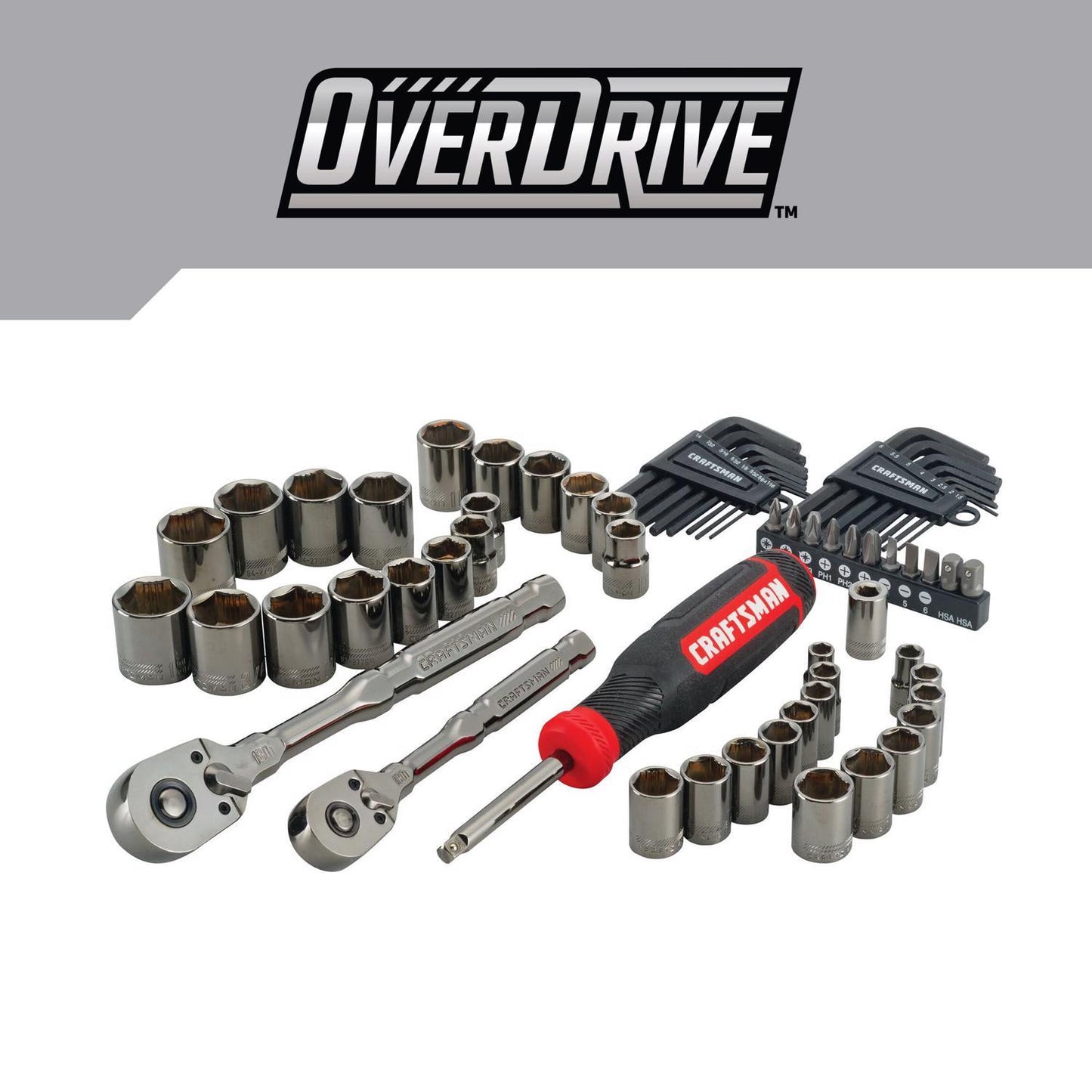 Craftsman OVERDRIVE 64 pc Metric/SAE Mechanic's Tool Set