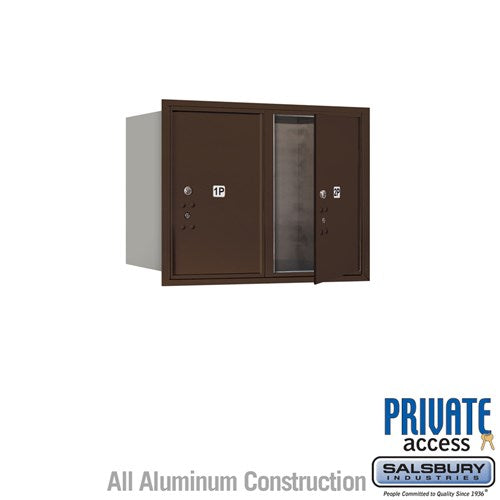 6 Door High Recessed Mounted 4C Horizontal Parcel Locker with 2 Parcel Lockers in Bronze - Private Access