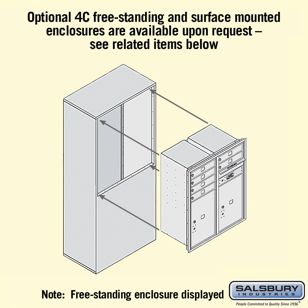 Recessed Mounted 4C Horizontal Mailbox - 10 Door High Unit with Parcel Lockers